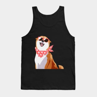 Happy Shiba Inu - Red shades and bandana Tank Top